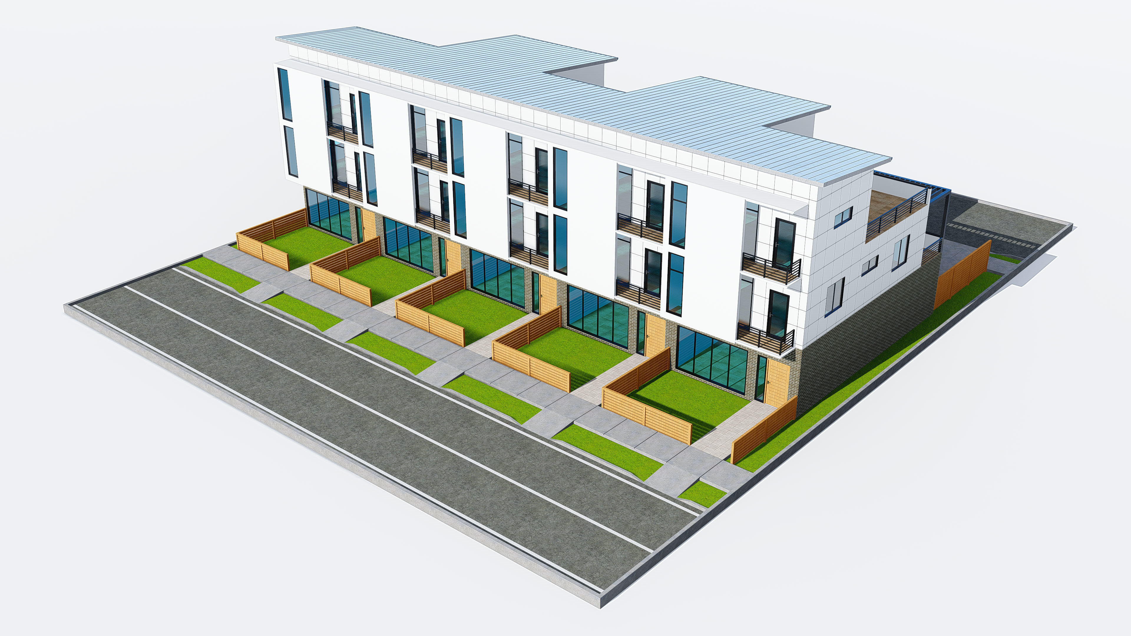 Modern Townhouse Building 3 3D model_19