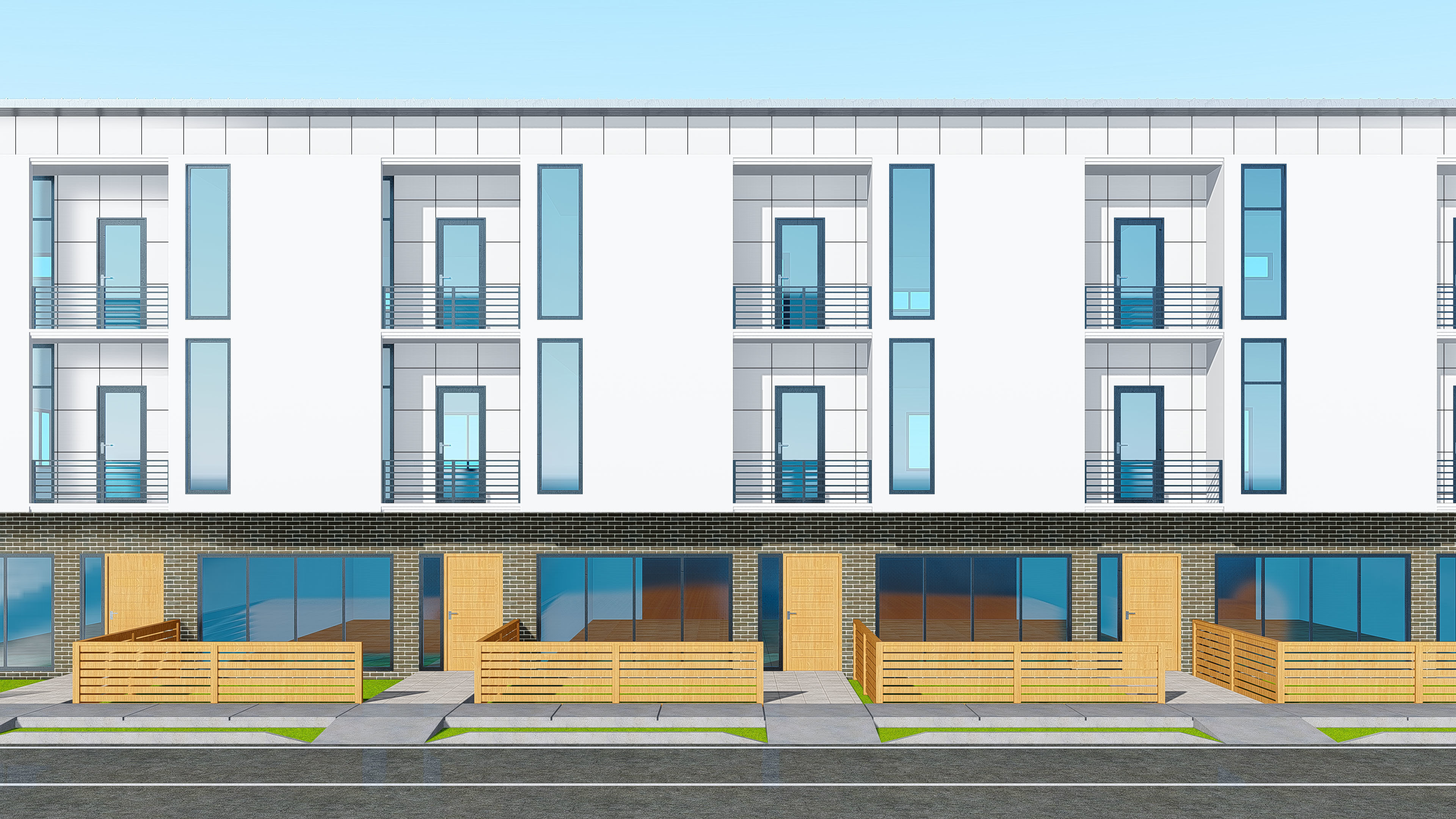 Modern Townhouse Building 3 3D model_4