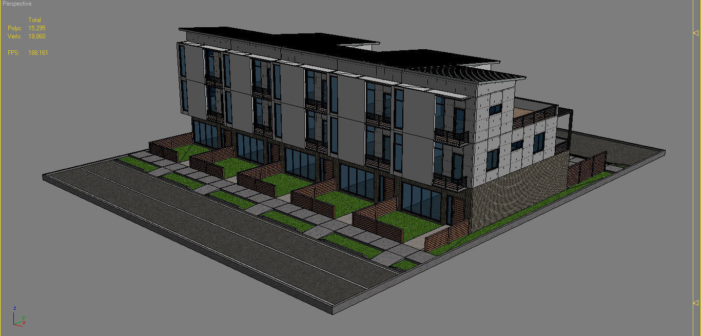 Modern Townhouse Building 3 3D model_12