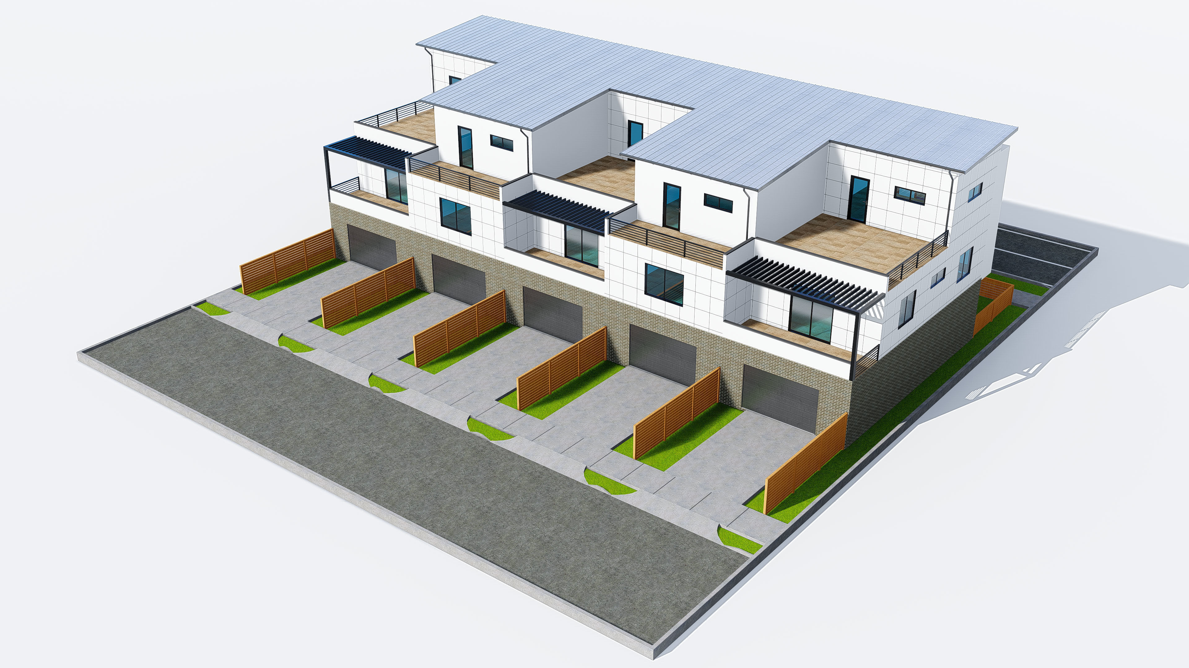 Modern Townhouse Building 3 3D model_18