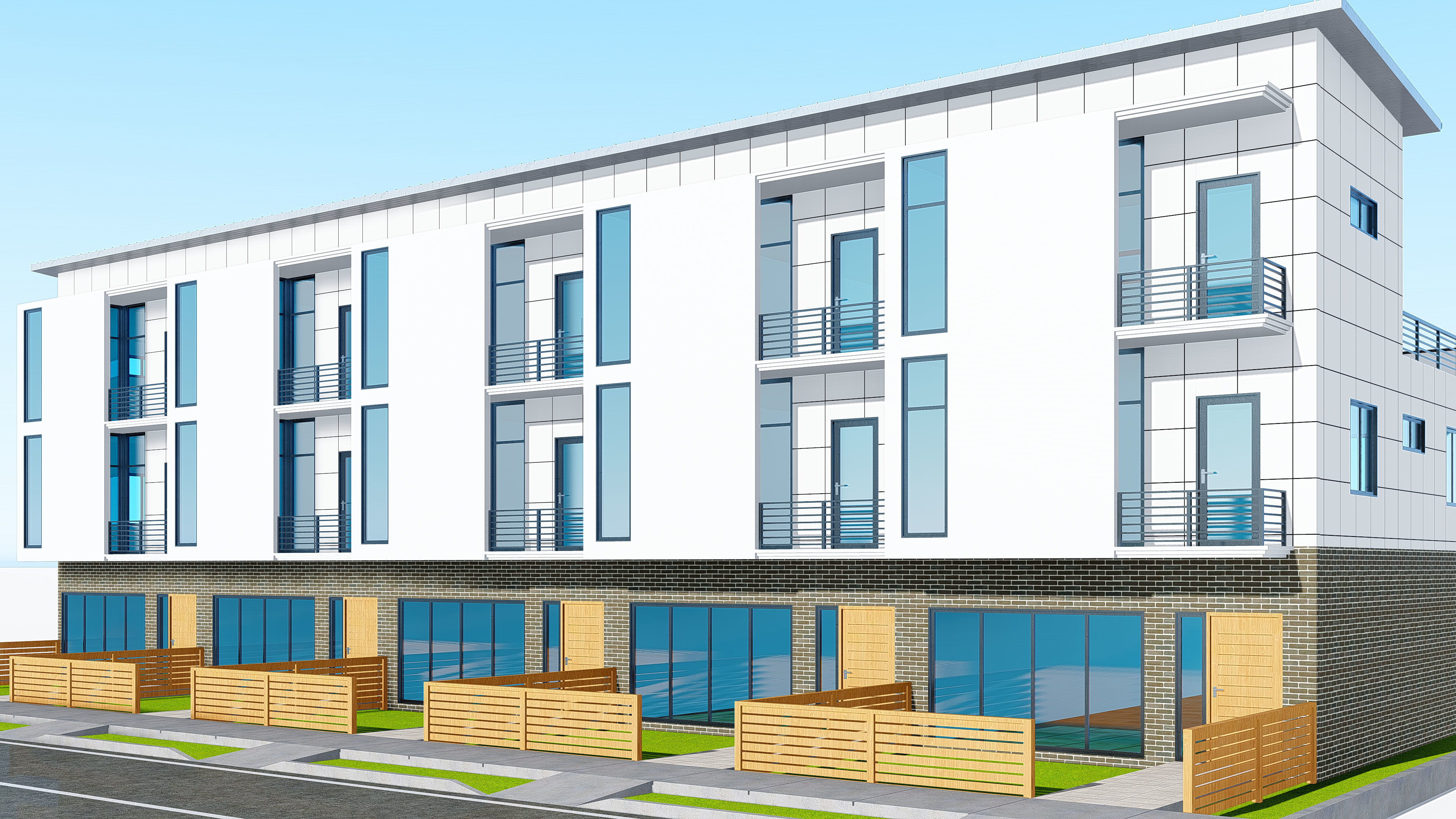 Modern Townhouse Building 3 3D model_20