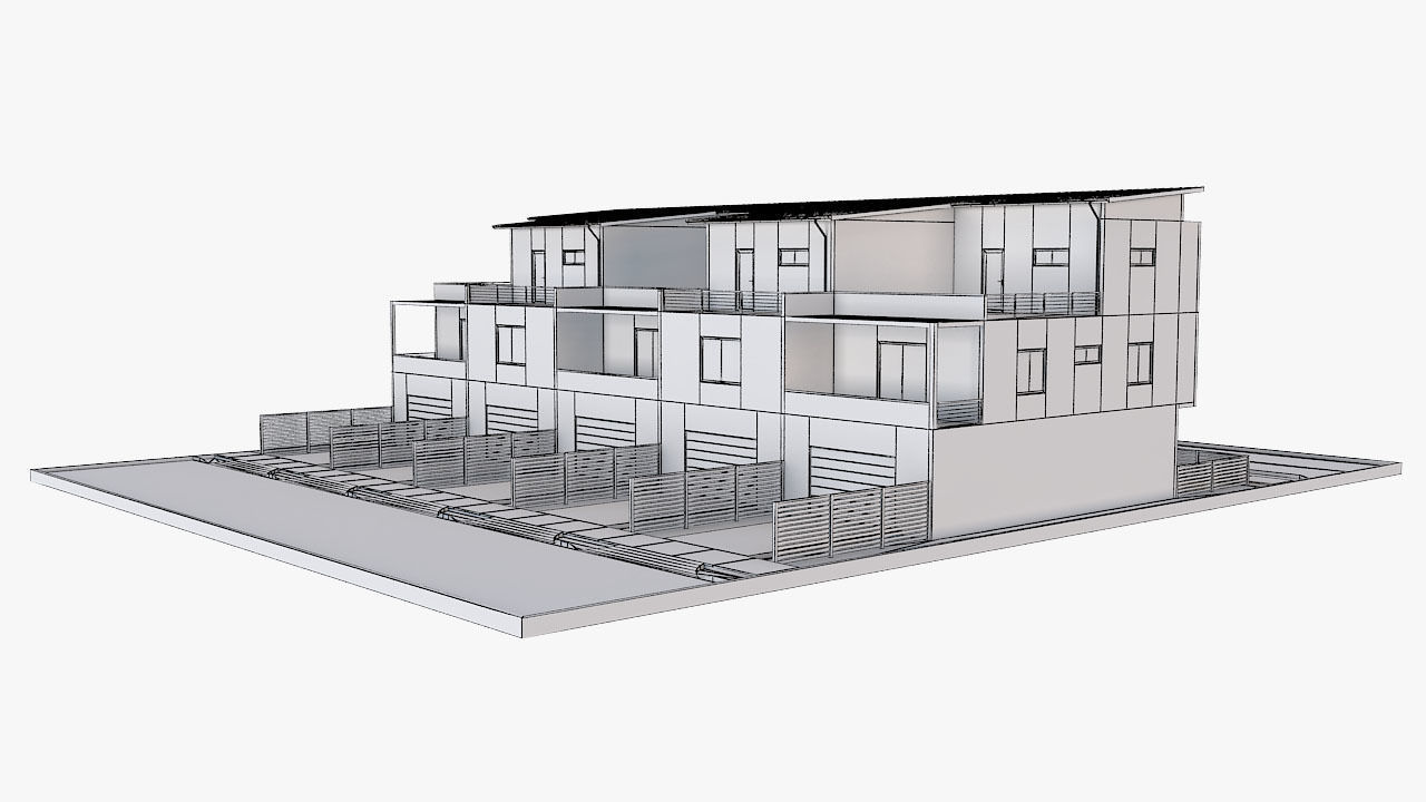 Modern Townhouse Building 3 3D model_8