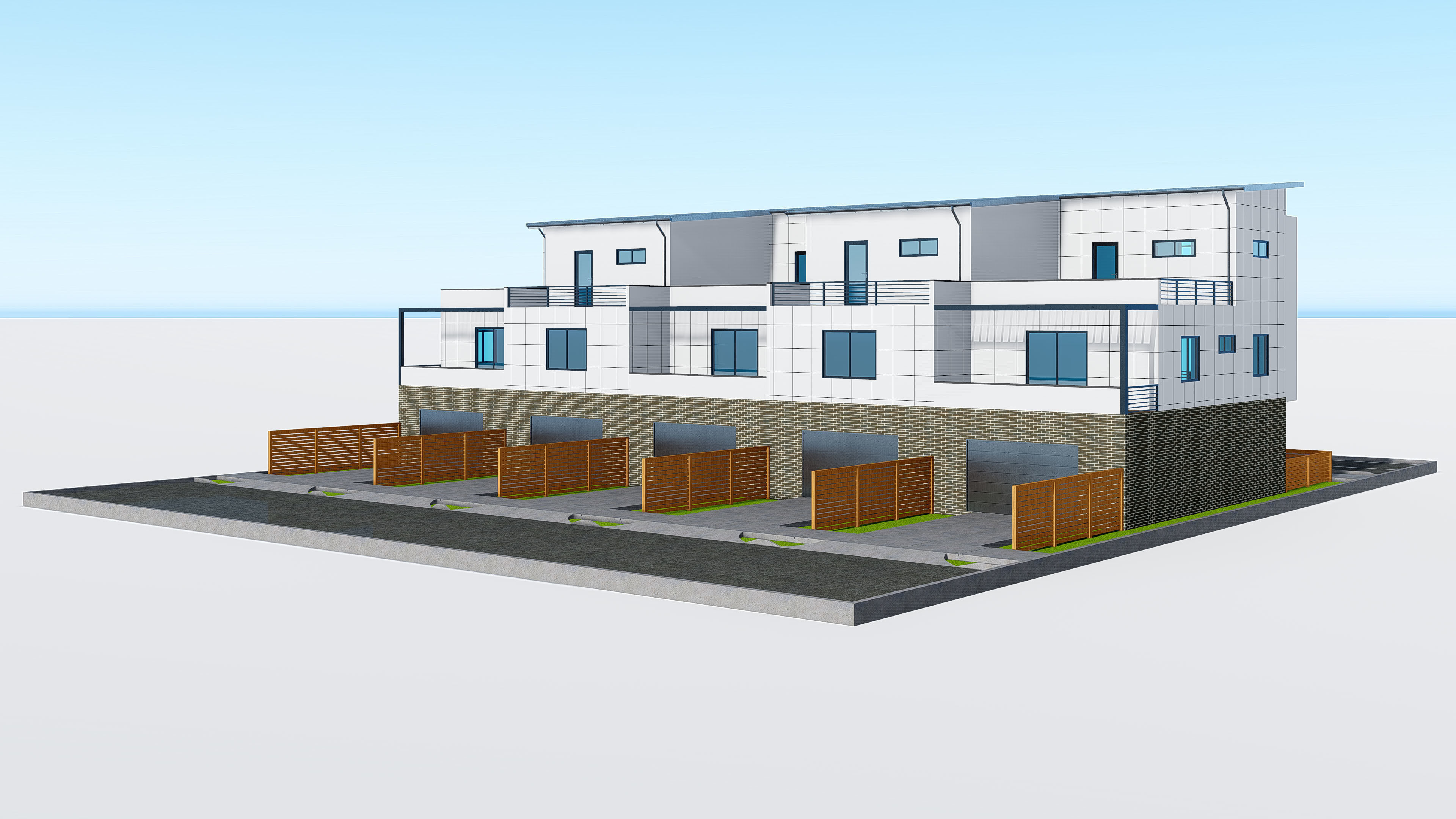 Modern Townhouse Building 3 3D model_17