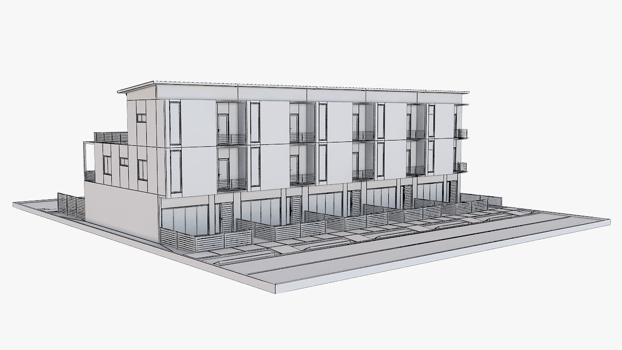 Modern Townhouse Building 3 3D model_5