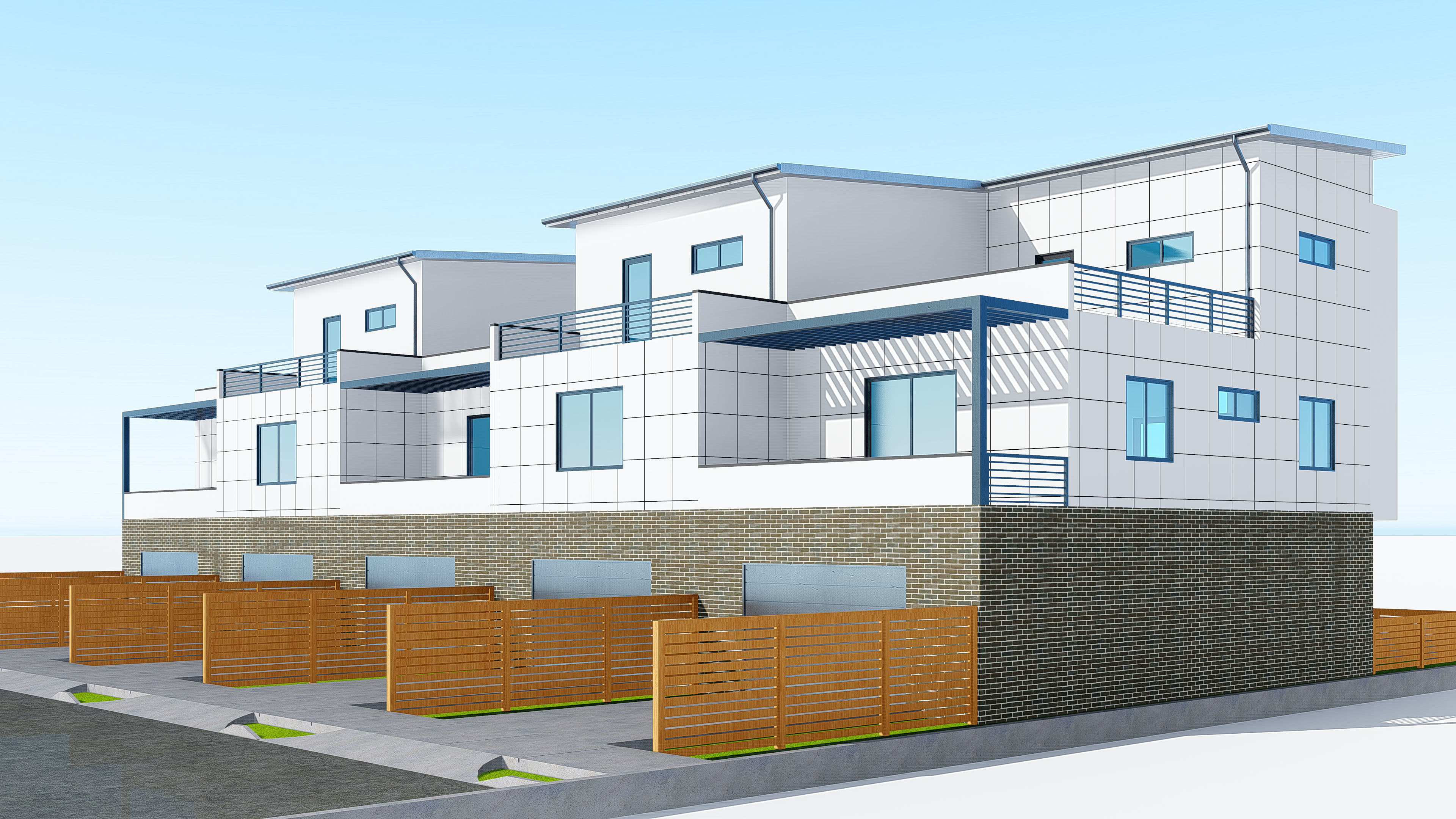 Modern Townhouse Building 3 3D model_21