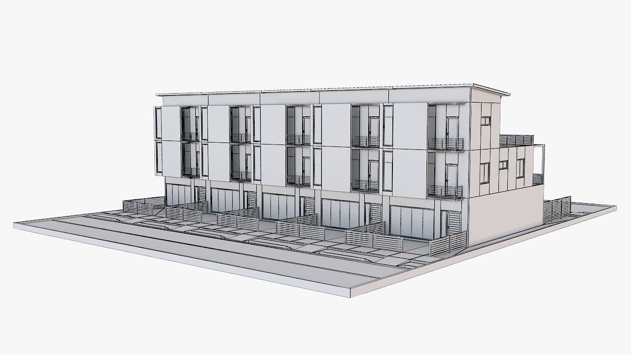 Modern Townhouse Building 3 3D model_6