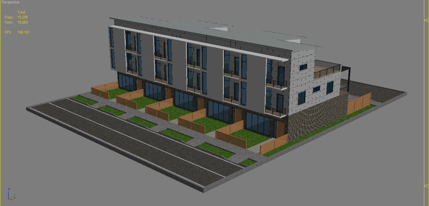 Modern Townhouse Building 3 3D model_14