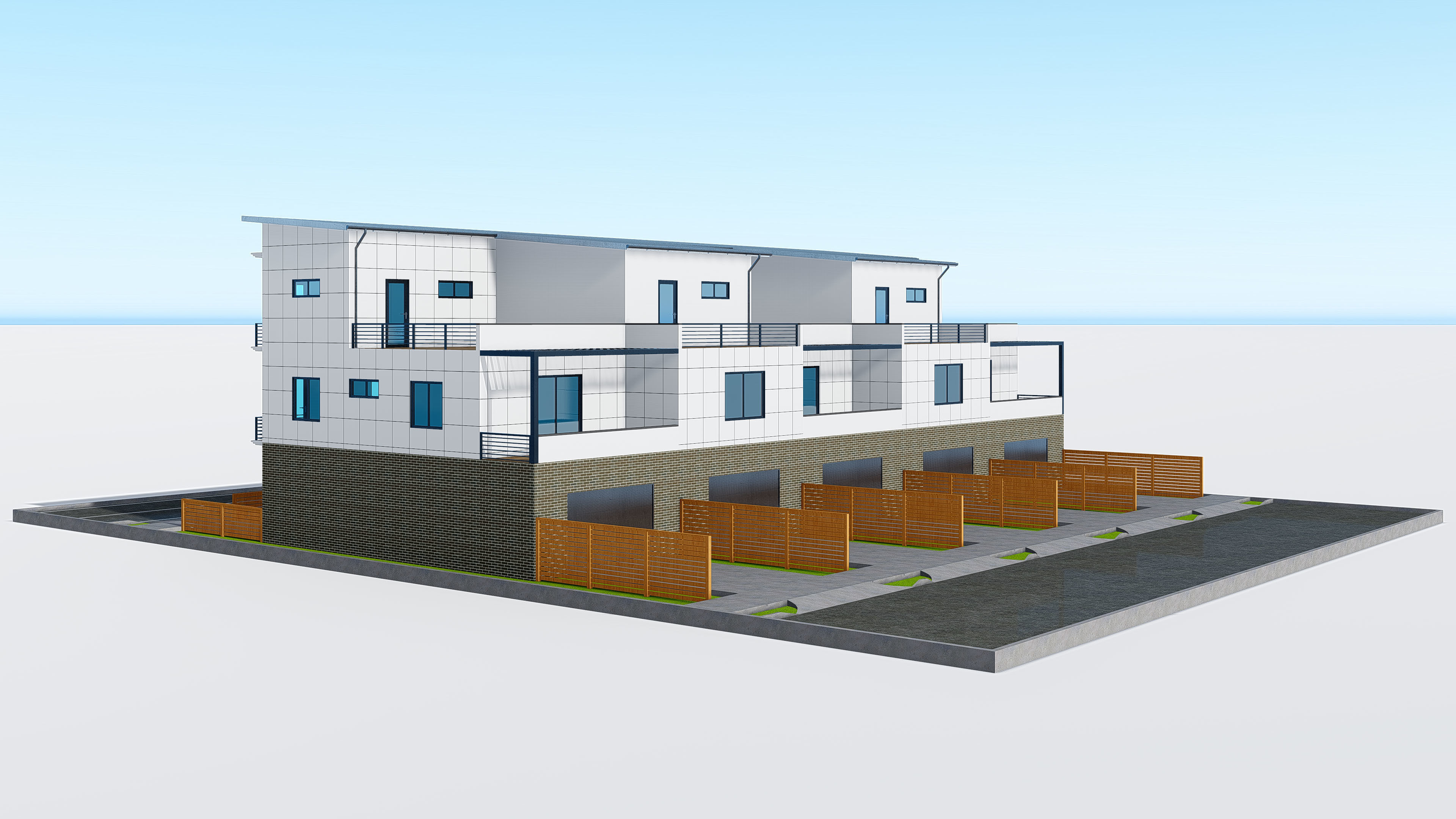 Modern Townhouse Building 3 3D model_16