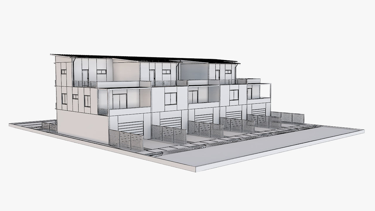 Modern Townhouse Building 3 3D model_7