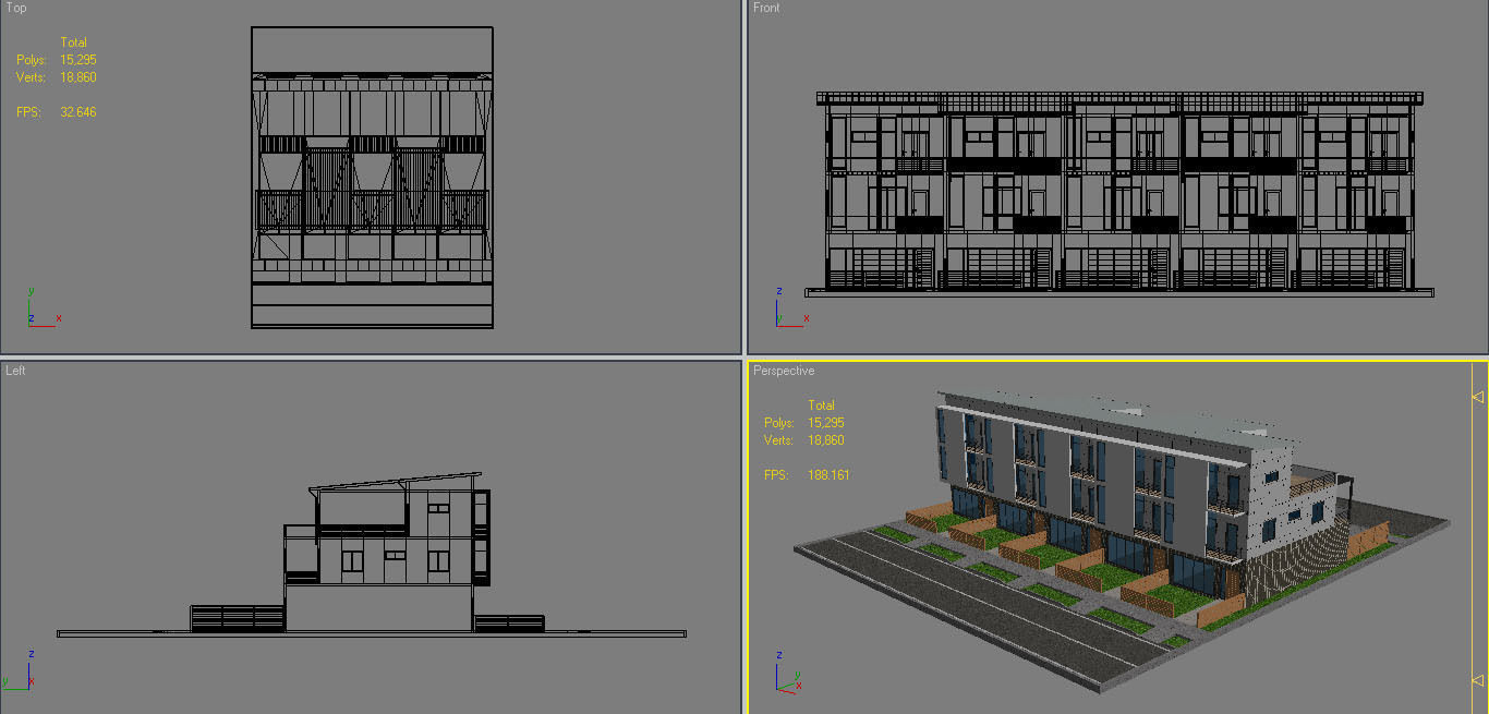 Modern Townhouse Building 3 3D model_15