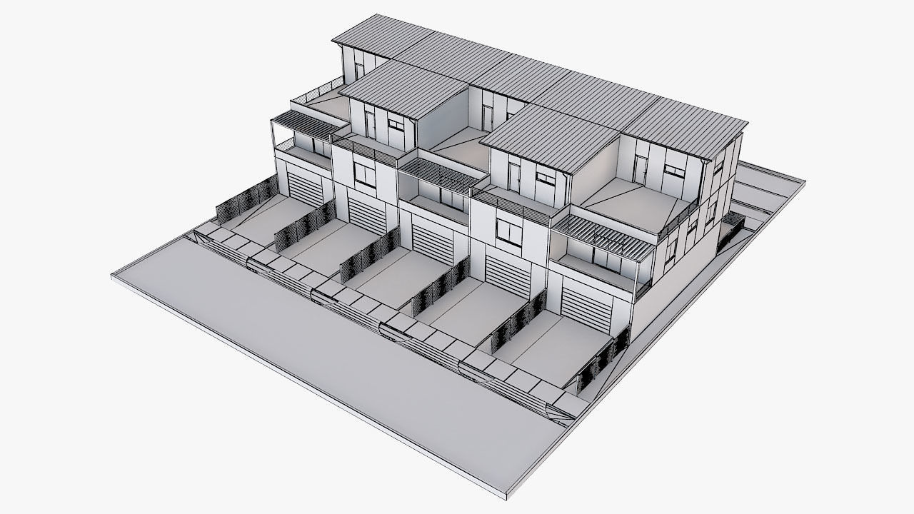 Modern Townhouse Building 3 3D model_10