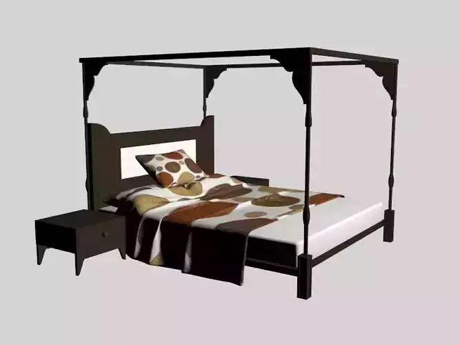 Bed set 3D model with canopy
