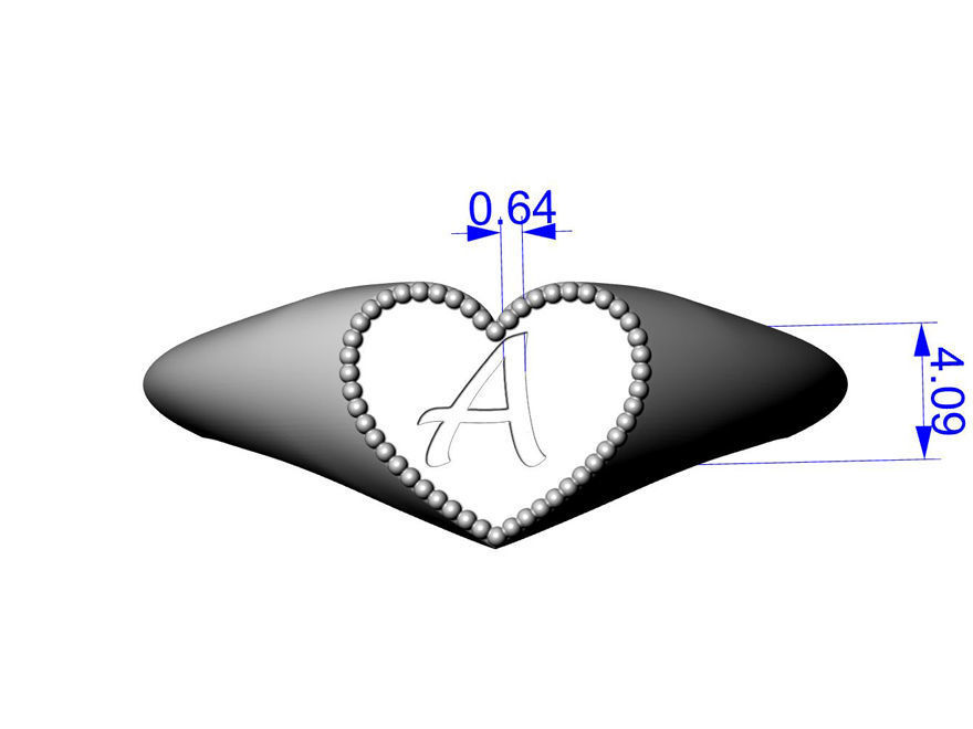  Collection of alphabet rings with heart design 3D print model_29