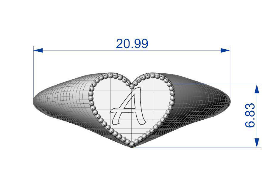  Collection of alphabet rings with heart design 3D print model_27