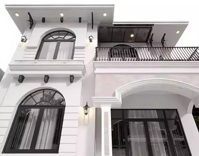 Mediterranean Revival style exterior 3D model