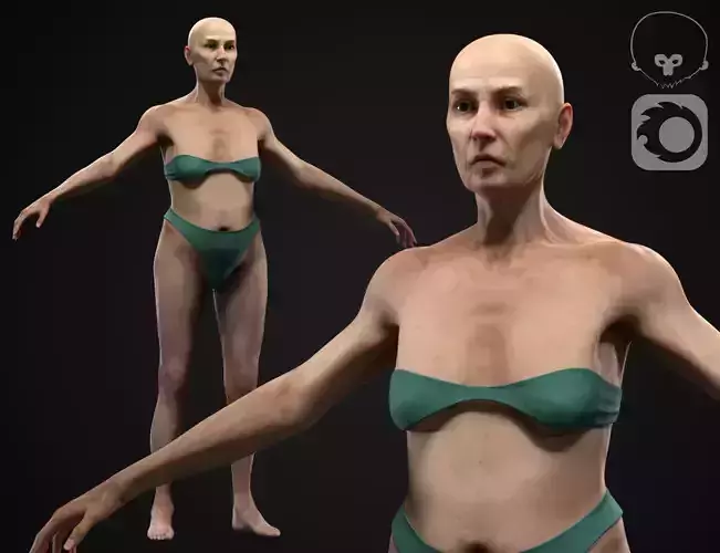 Old woman Low-poly 3D model
