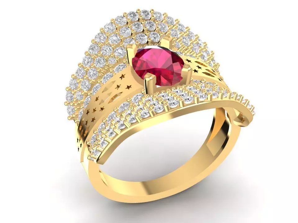 Luxury Emerald Gemstone Diamond Gold Ring 3D Model 1765 3D print model