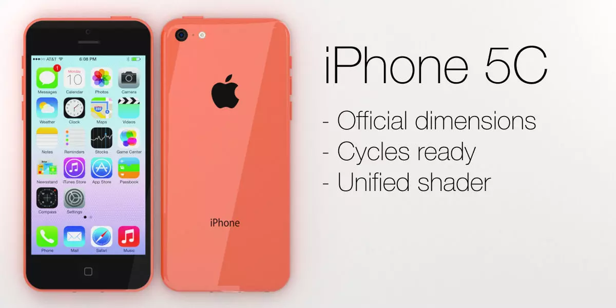 iPhone 5C with dynamic shaders for Blender 3D model_0