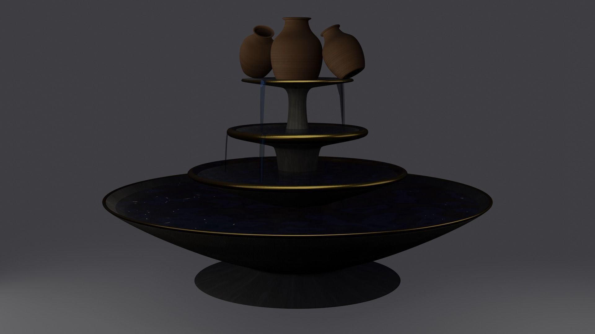 Fuente fountain with three vases on top Free 3D model_5