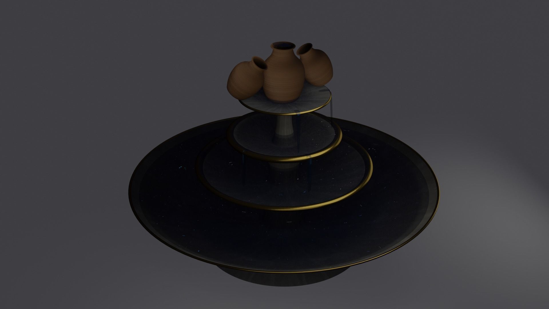 Fuente fountain with three vases on top Free 3D model_2