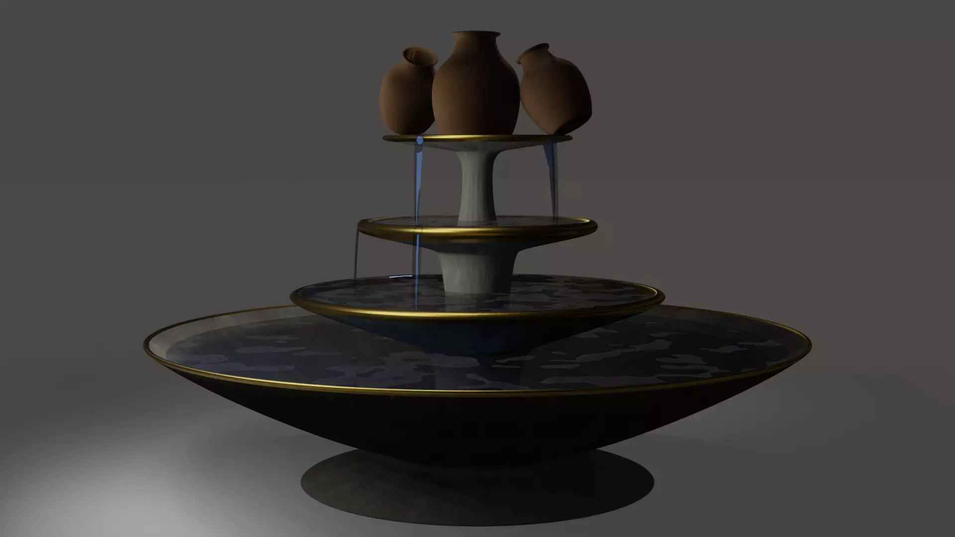 Fuente fountain with three vases on top Free 3D model_0