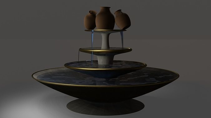 Fuente fountain with three vases on top Free 3D model