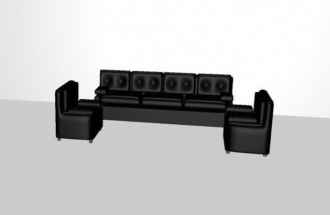 sofa set leather 3D model_2