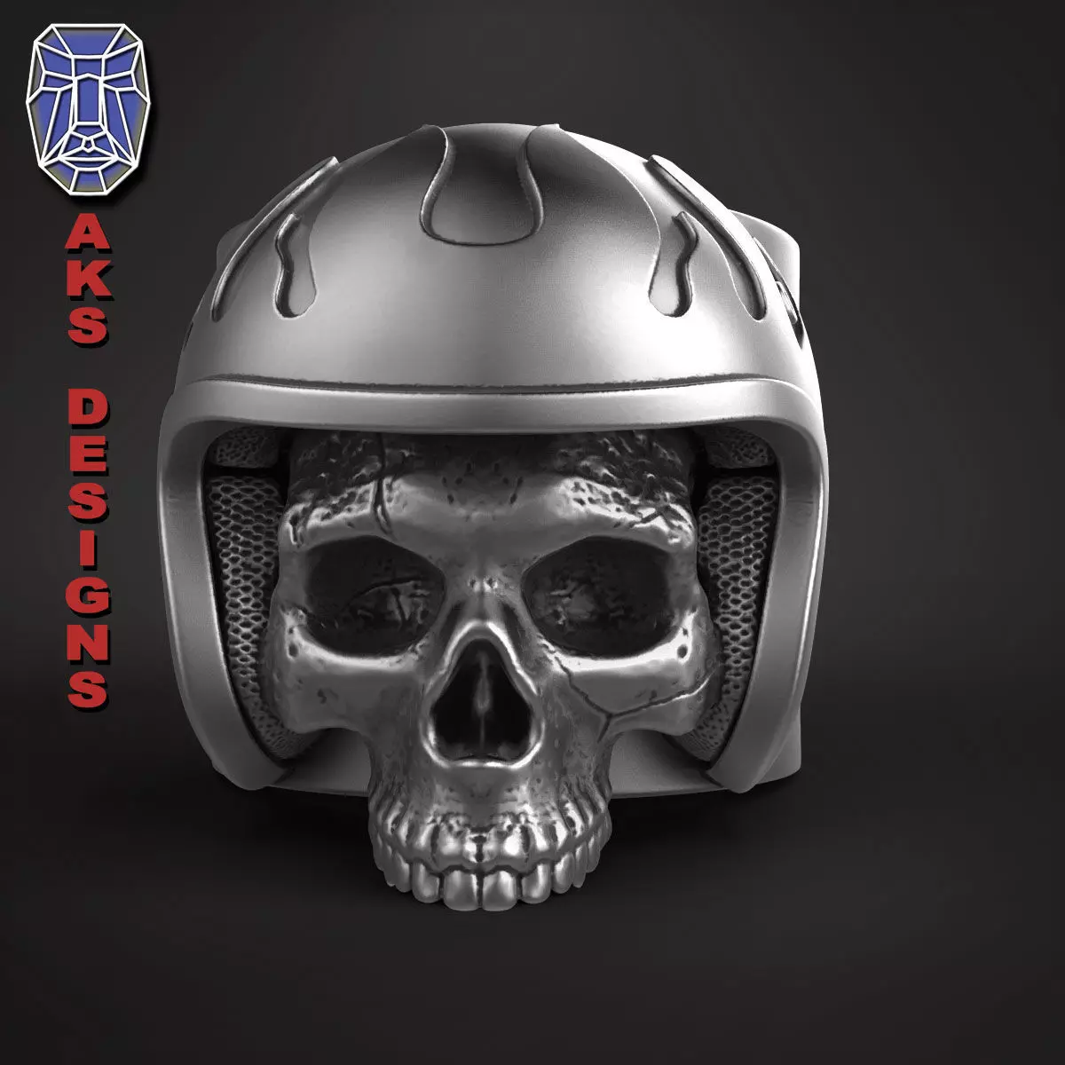 skull Ring jewelry Biker skull 4 3D print model