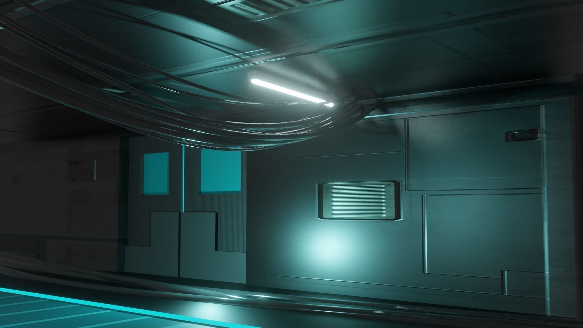 Sci fi space ship room  3D model_2