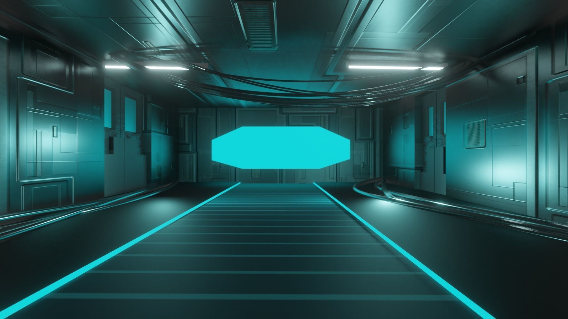 Sci fi space ship room  3D model_1