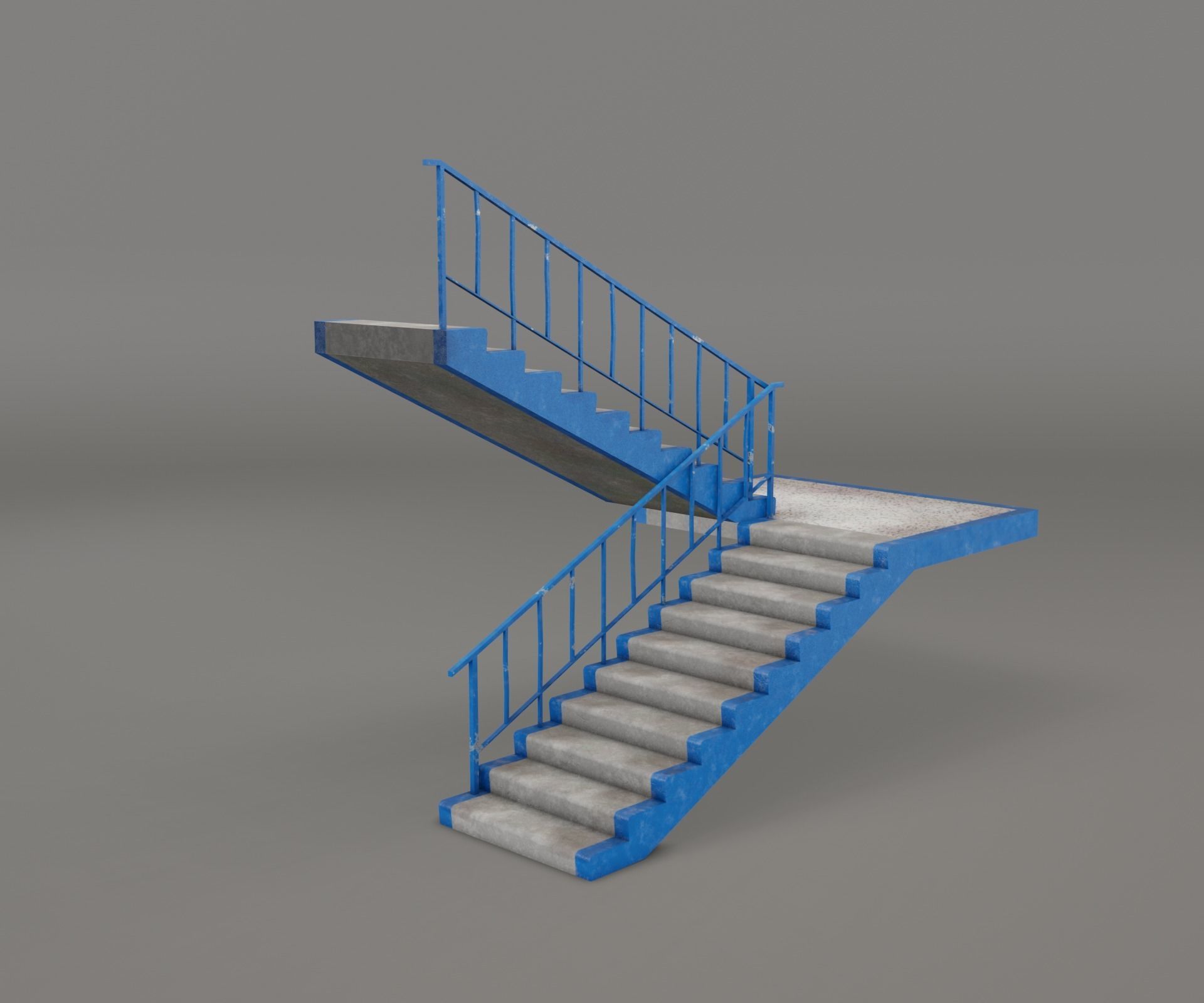 Concrete Stairs  Low-poly 3D model_17