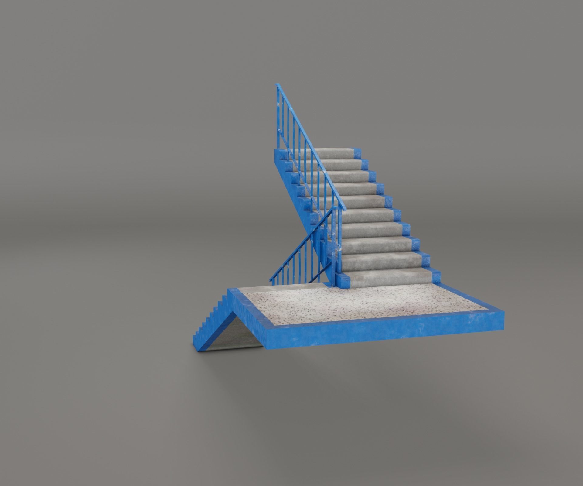 Concrete Stairs  Low-poly 3D model_14