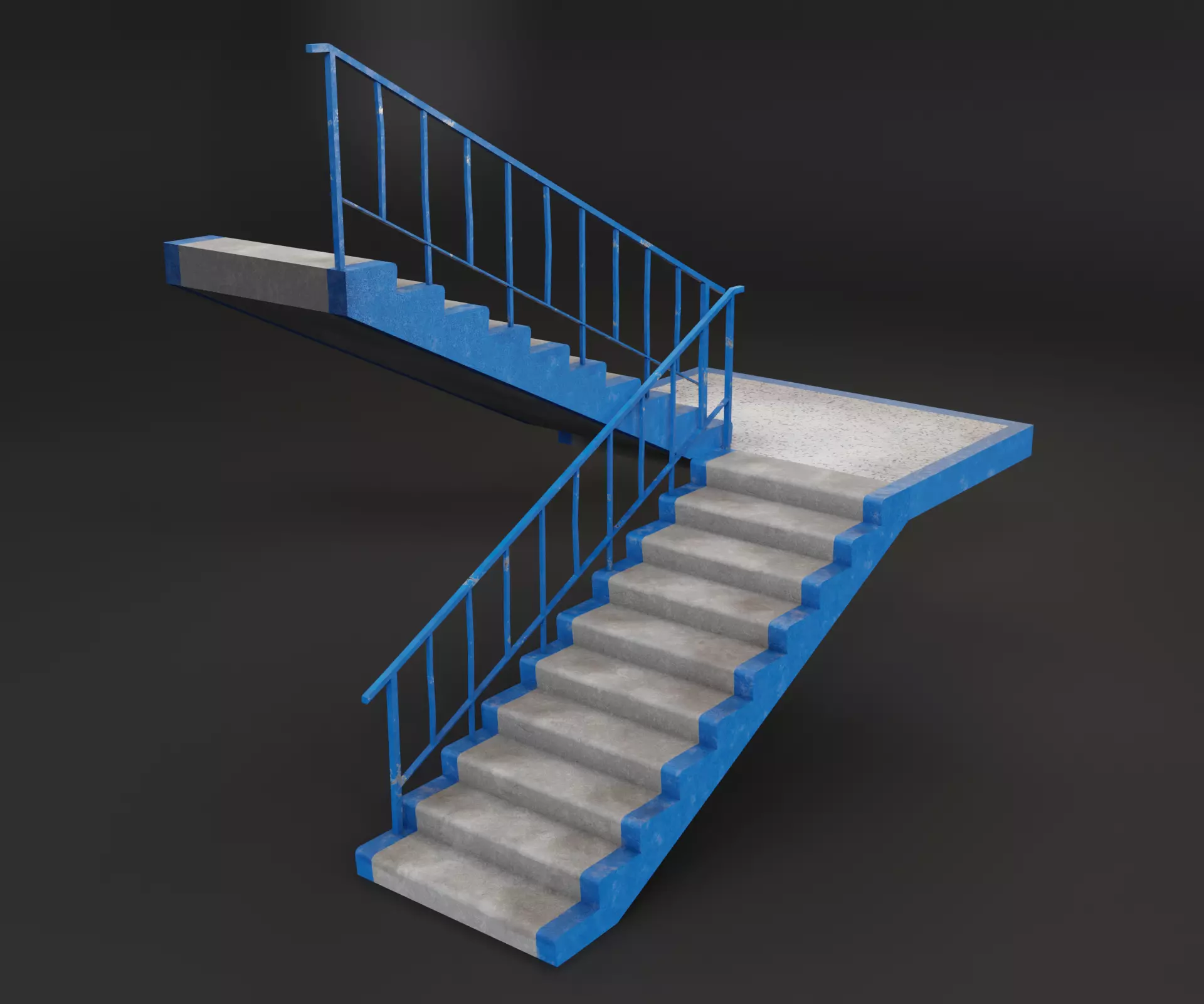 Concrete Stairs  Low-poly 3D model_0