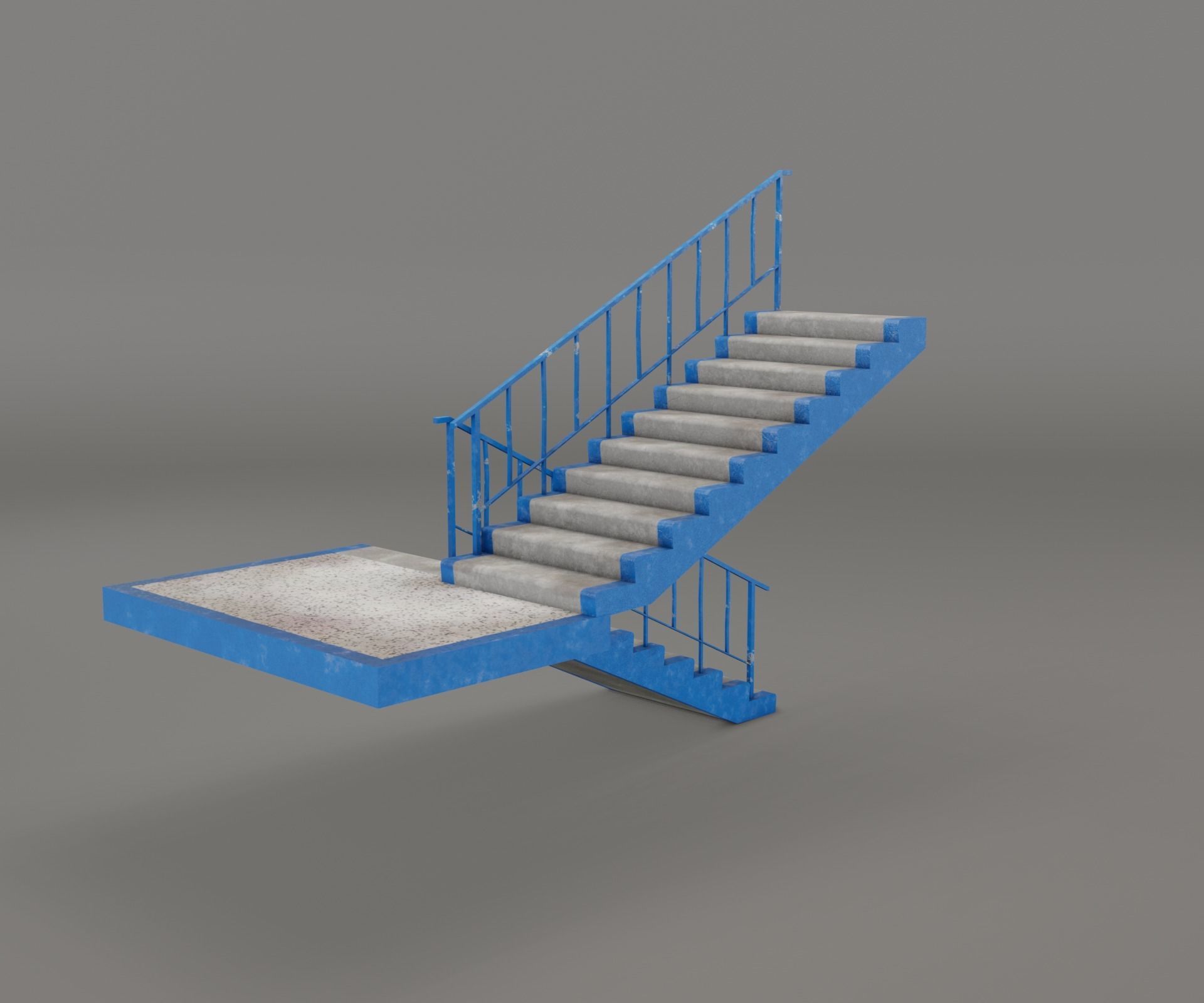 Concrete Stairs  Low-poly 3D model_12