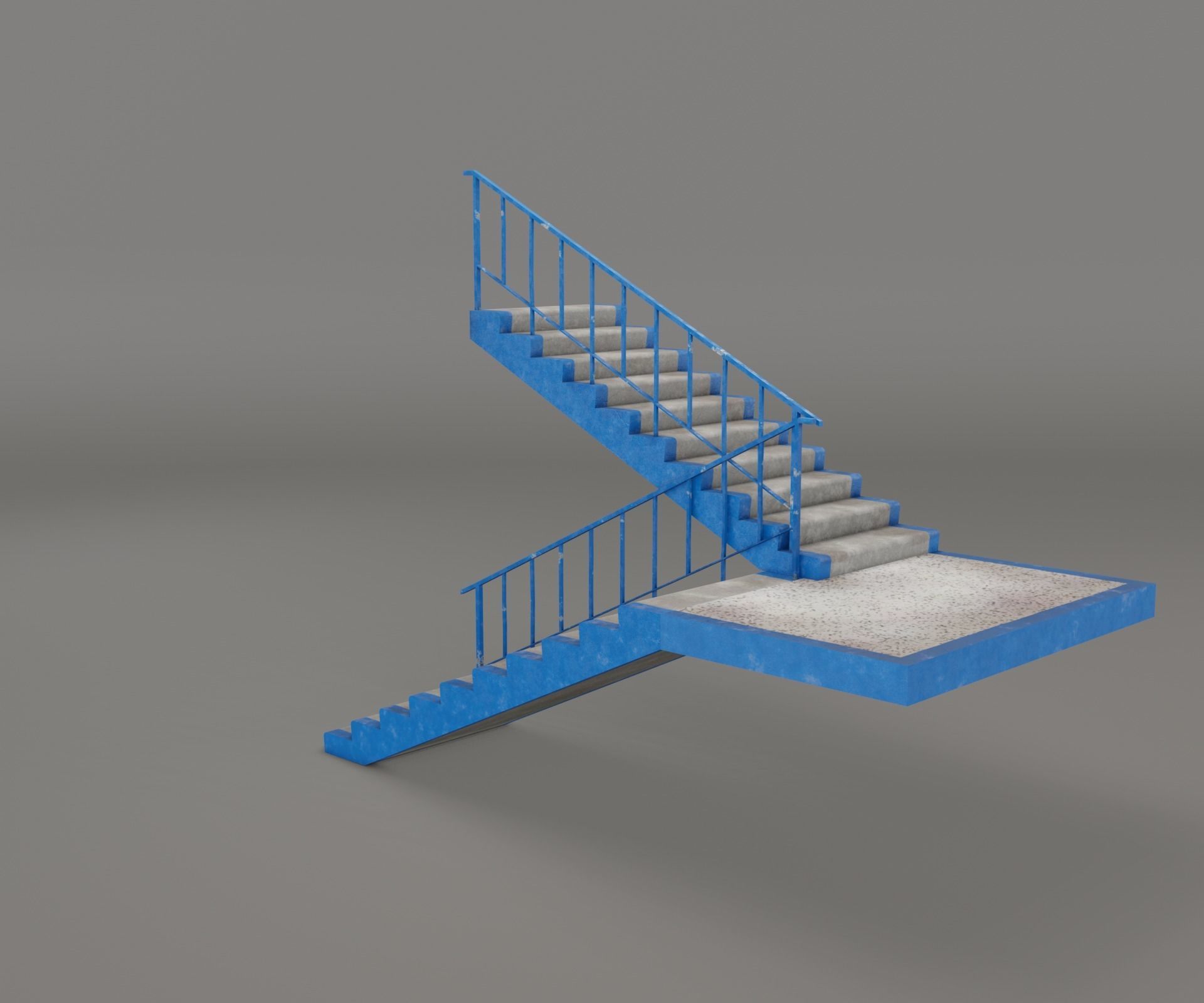 Concrete Stairs  Low-poly 3D model_15