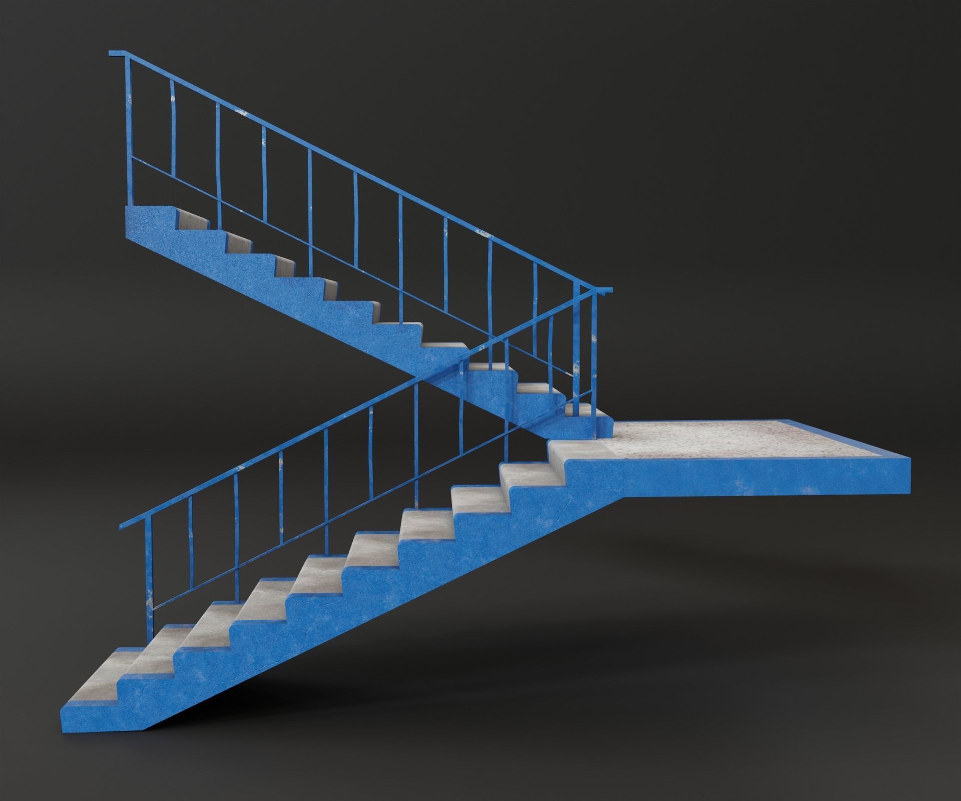 Concrete Stairs  Low-poly 3D model_5