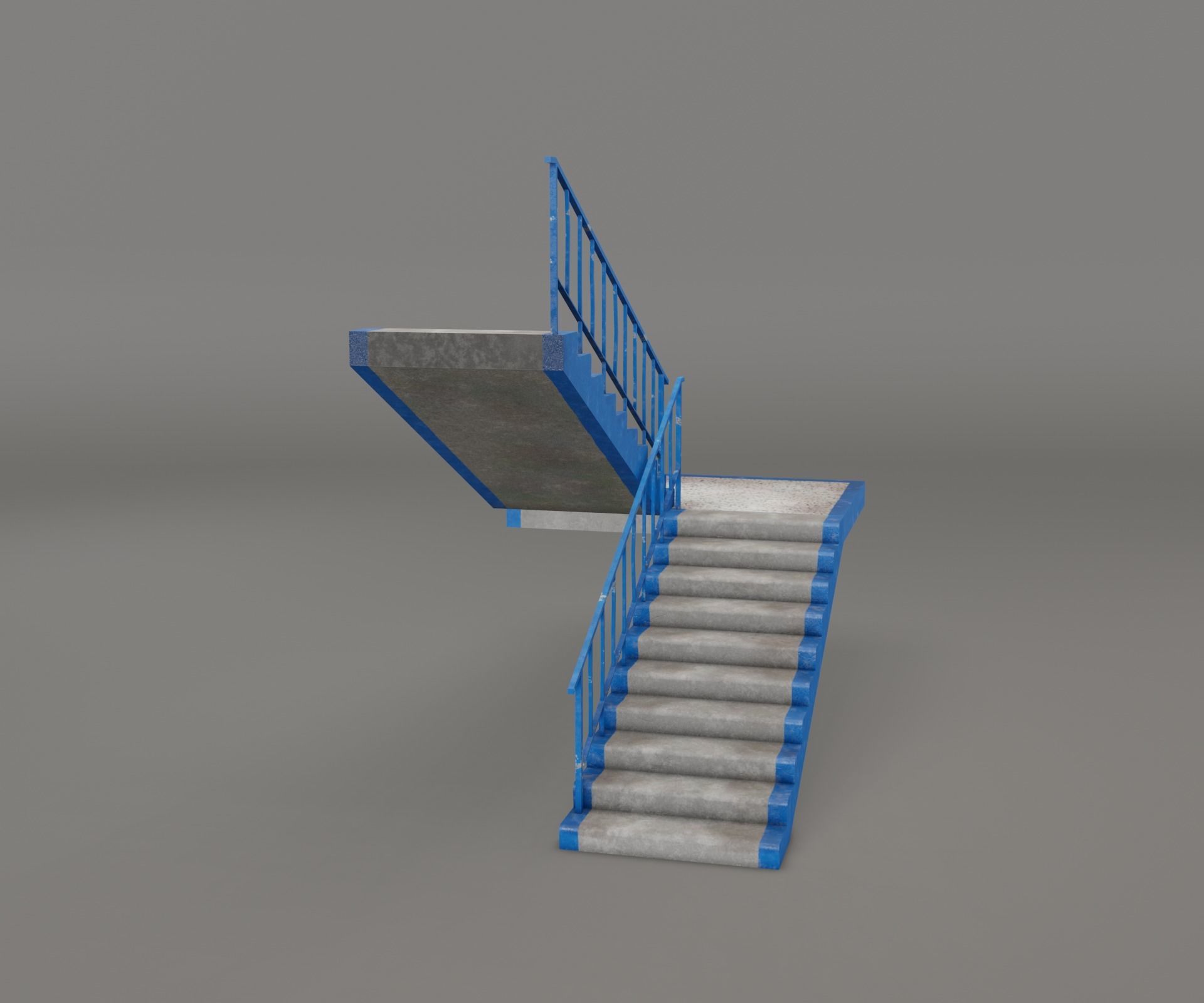 Concrete Stairs  Low-poly 3D model_18