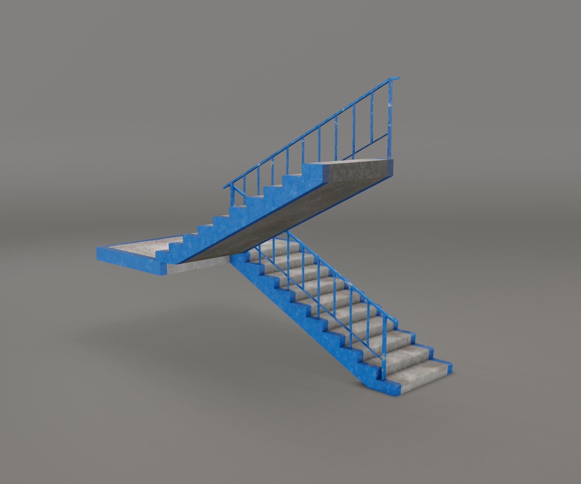 Concrete Stairs  Low-poly 3D model_20