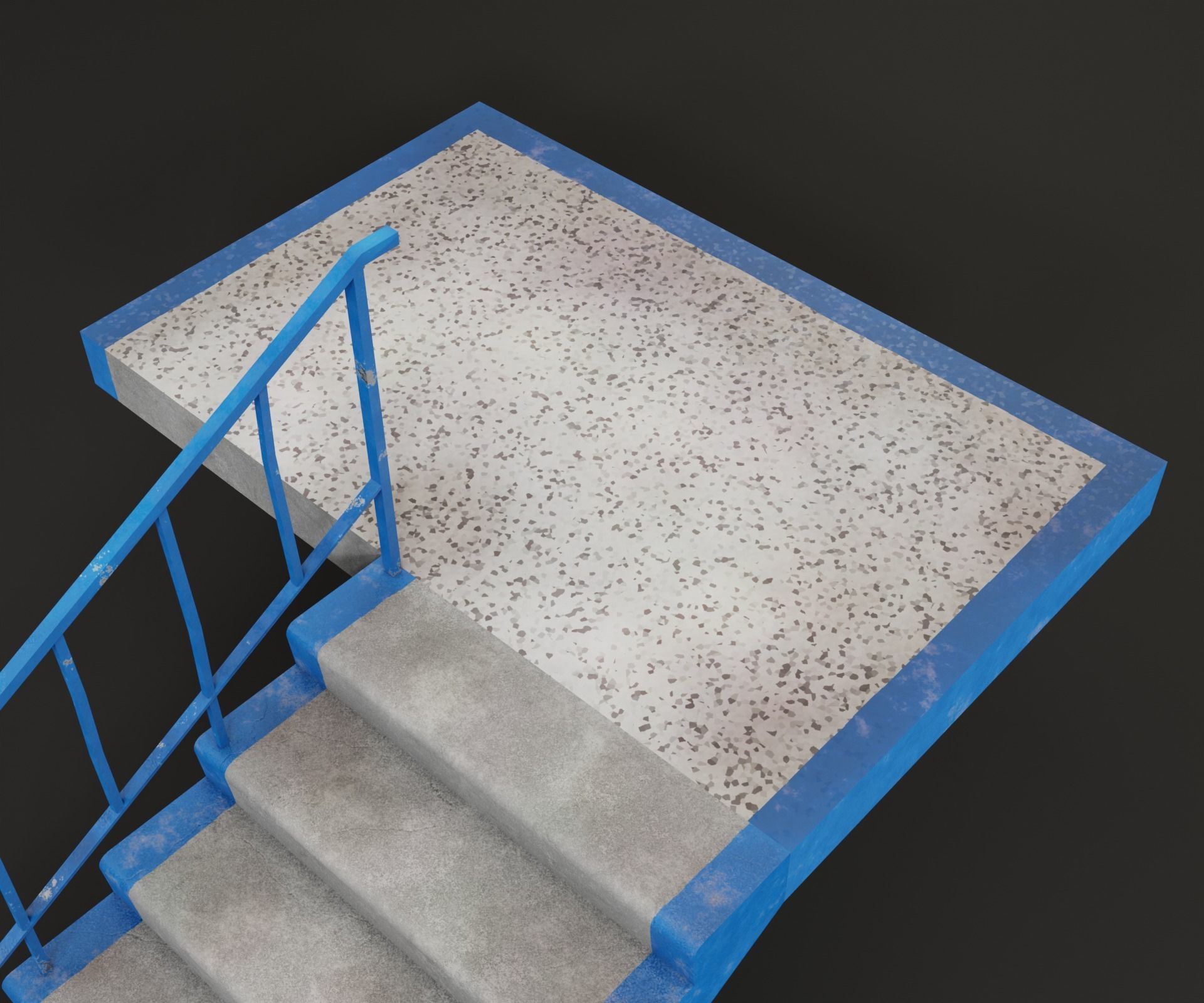 Concrete Stairs  Low-poly 3D model_4
