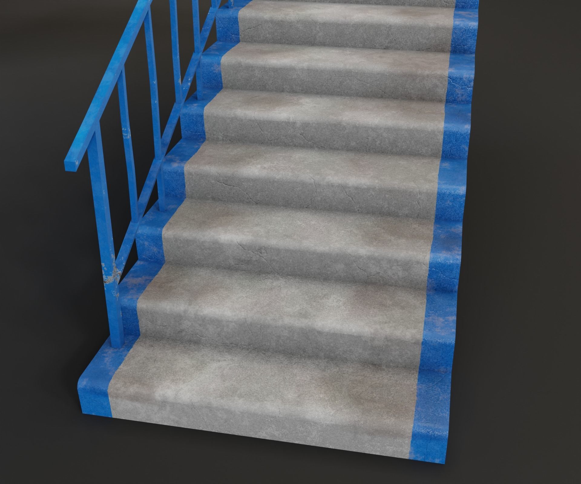 Concrete Stairs  Low-poly 3D model_3