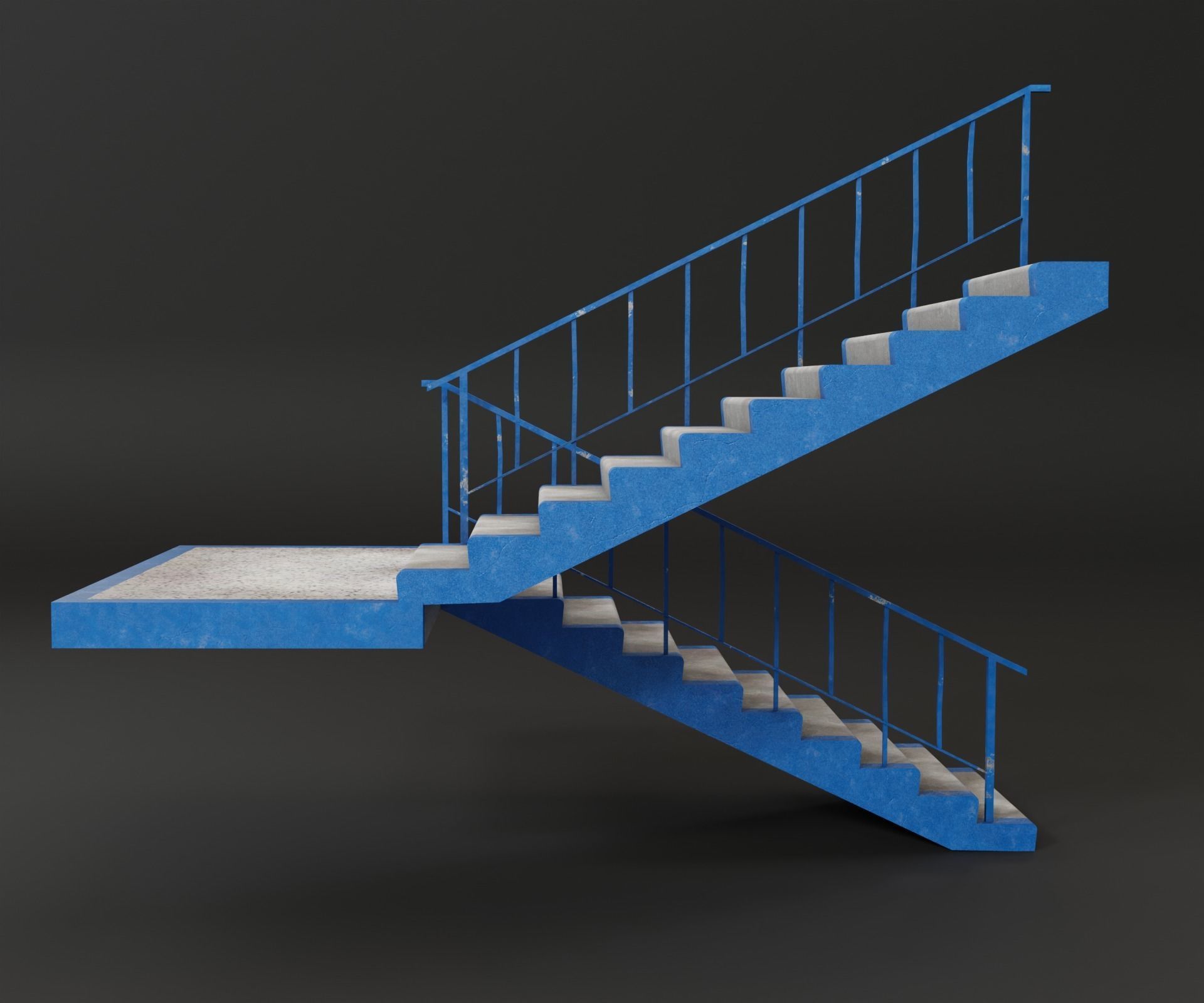 Concrete Stairs  Low-poly 3D model_6