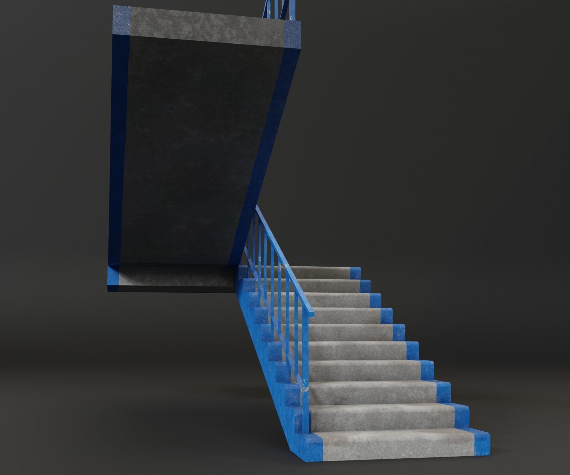 Concrete Stairs  Low-poly 3D model_7