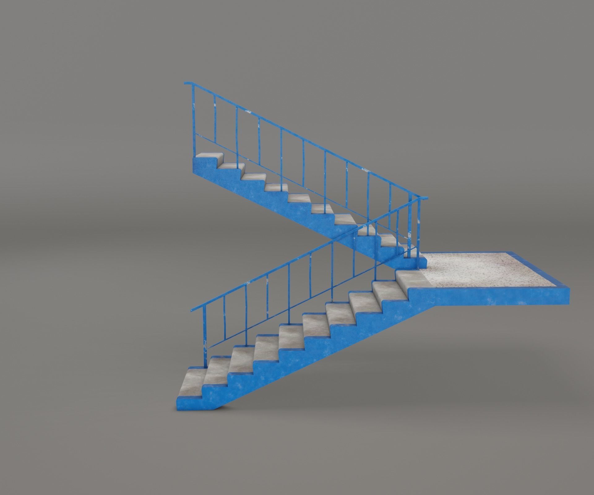 Concrete Stairs  Low-poly 3D model_16