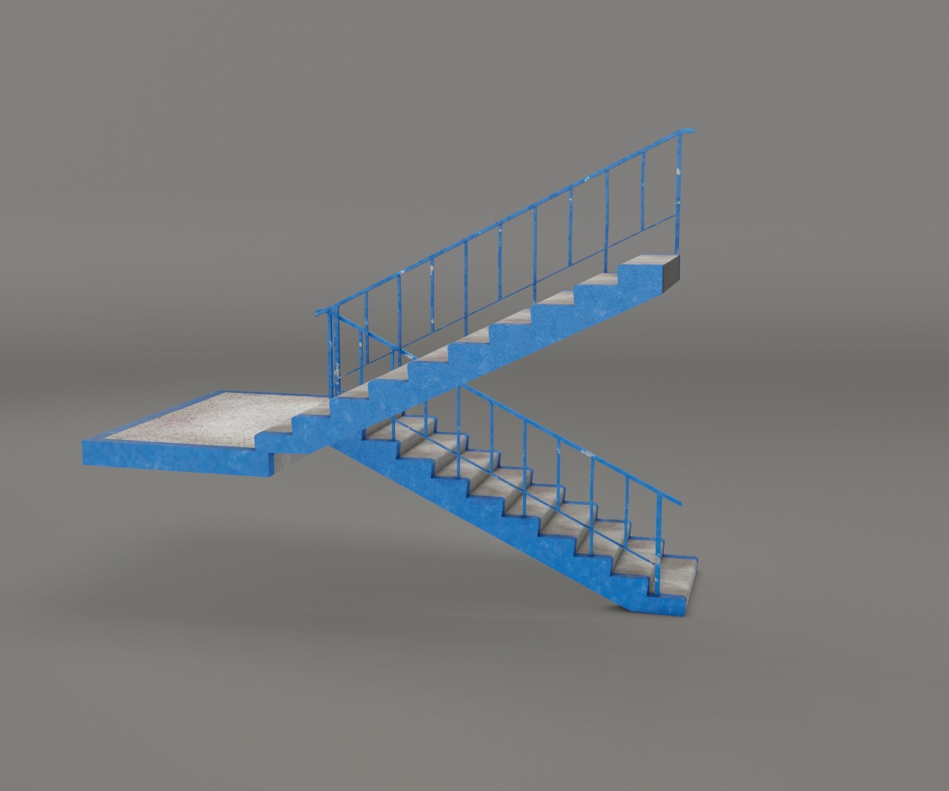 Concrete Stairs  Low-poly 3D model_21