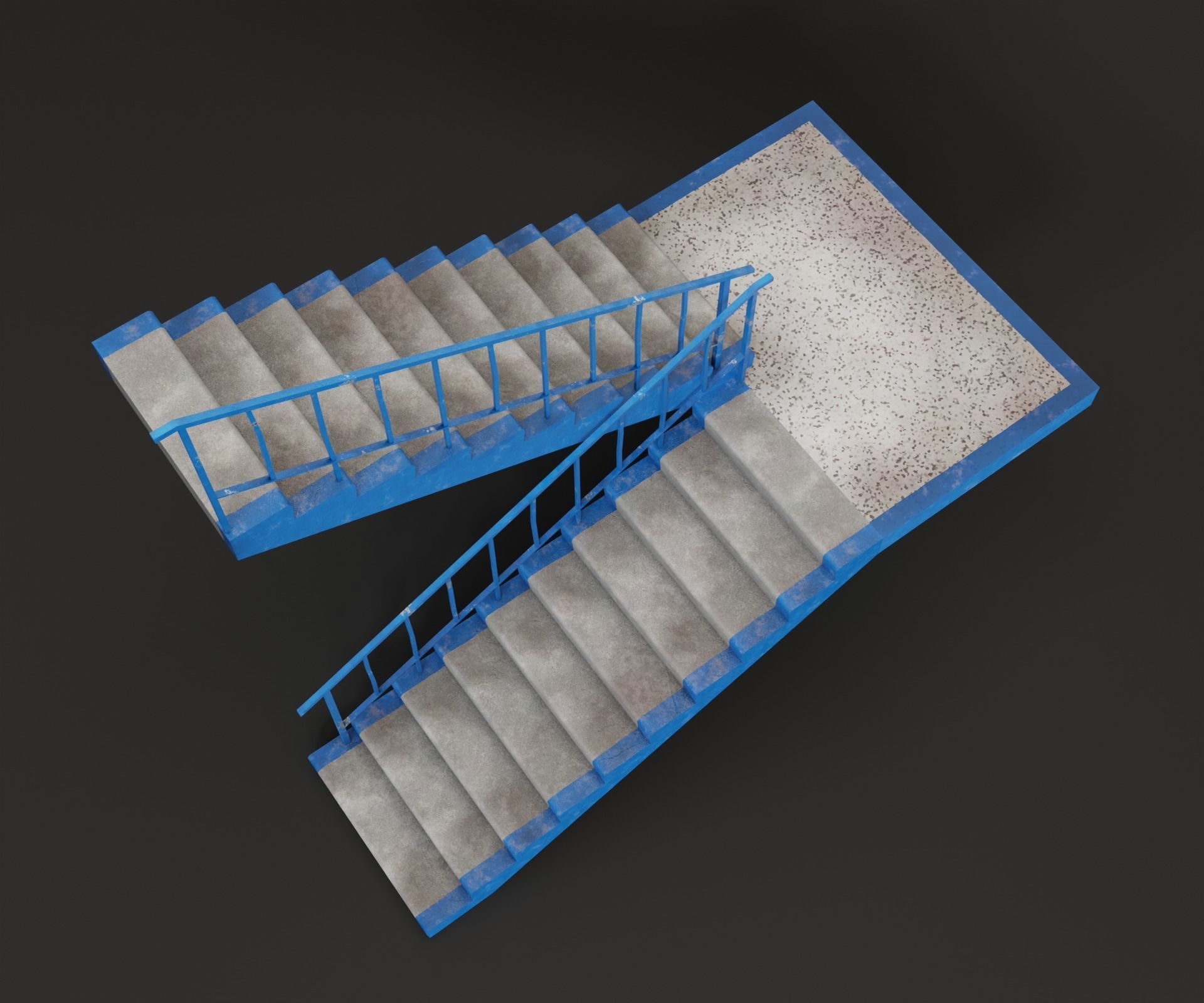 Concrete Stairs  Low-poly 3D model_2