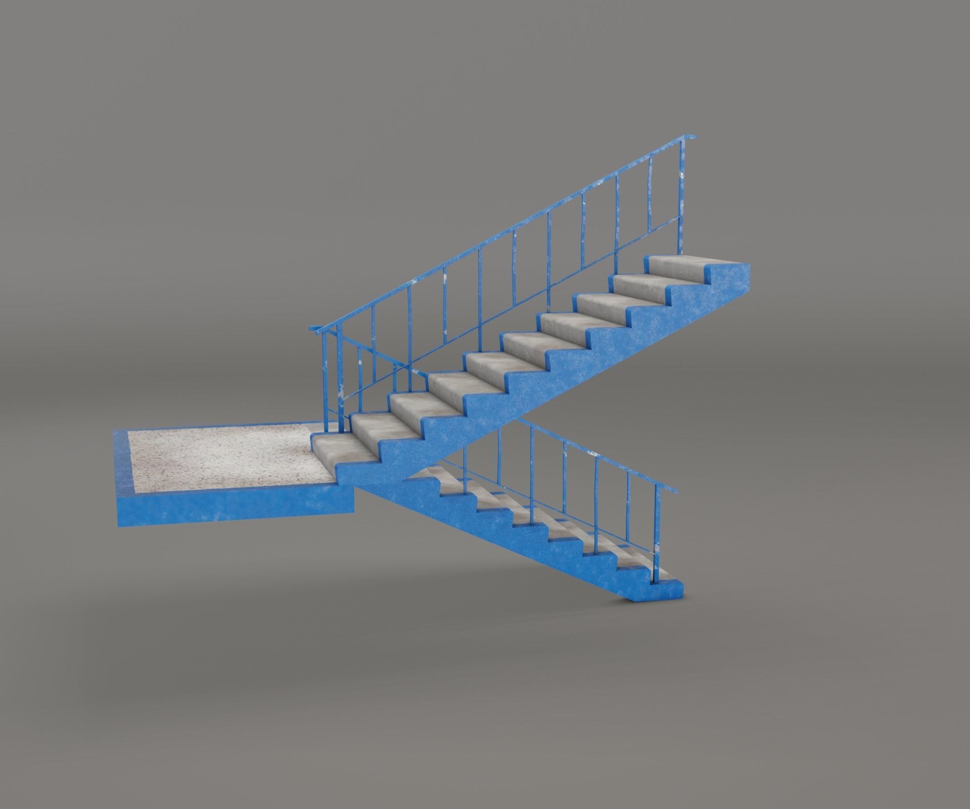 Concrete Stairs  Low-poly 3D model_11