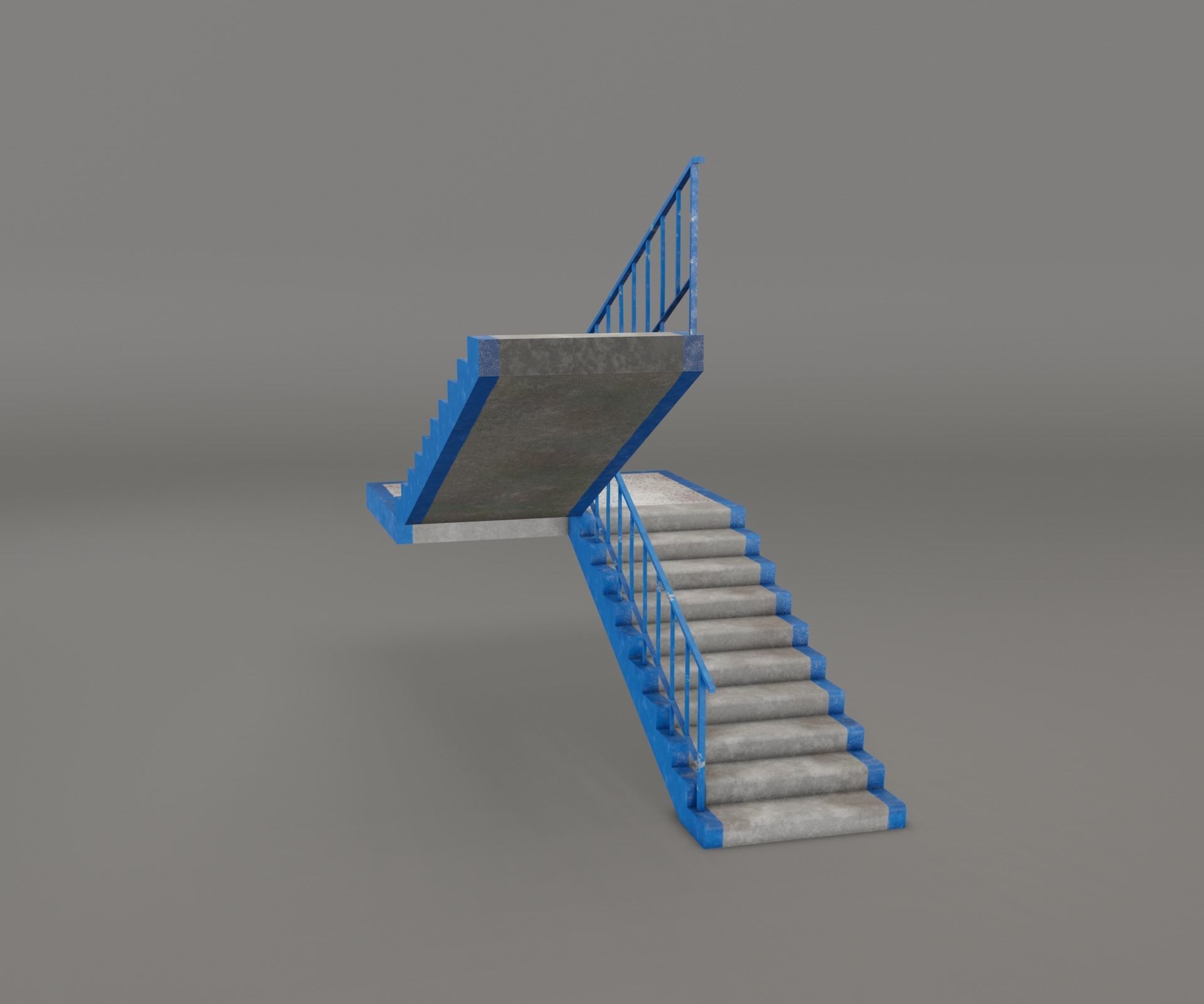 Concrete Stairs  Low-poly 3D model_19
