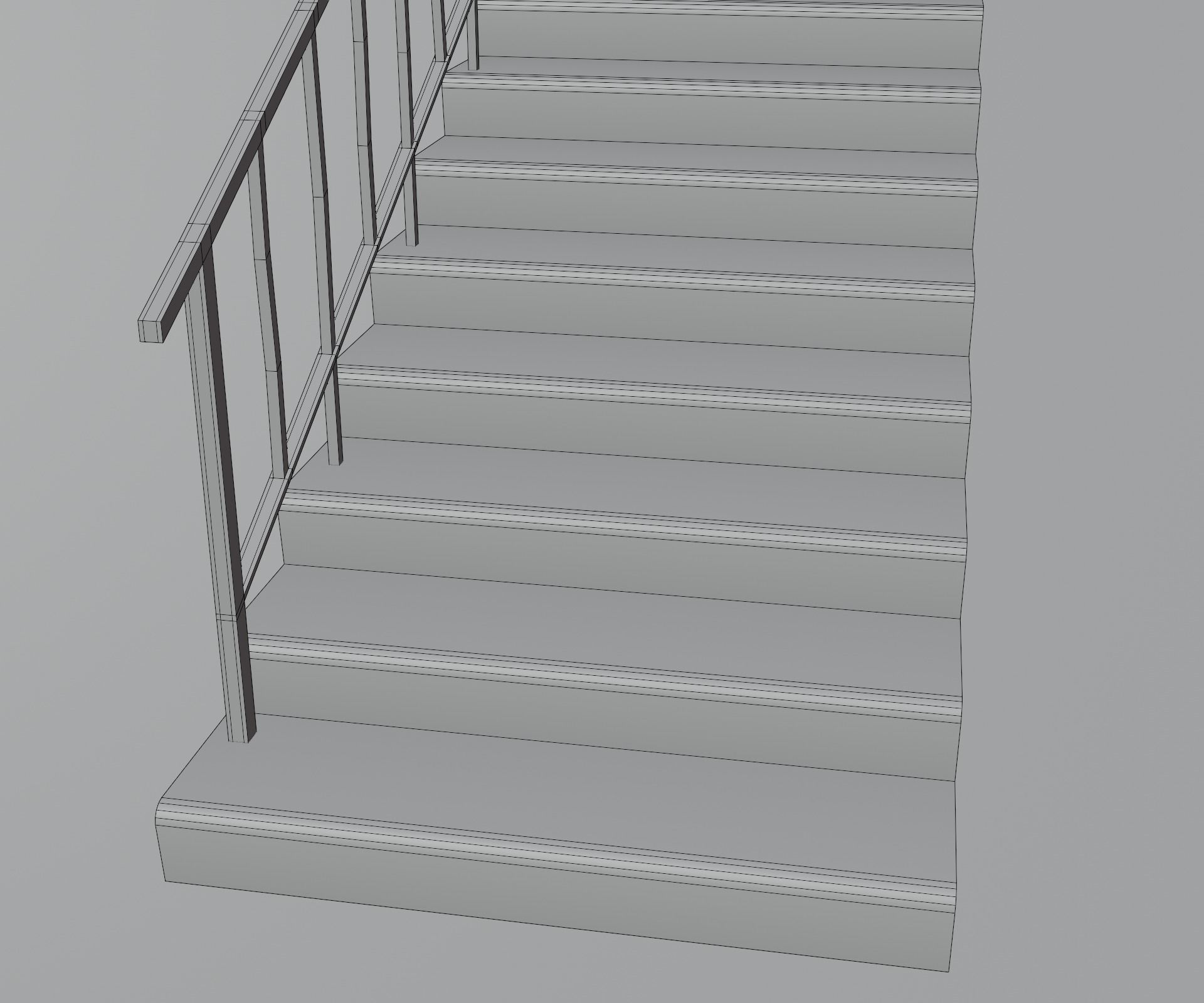Concrete Stairs  Low-poly 3D model_10