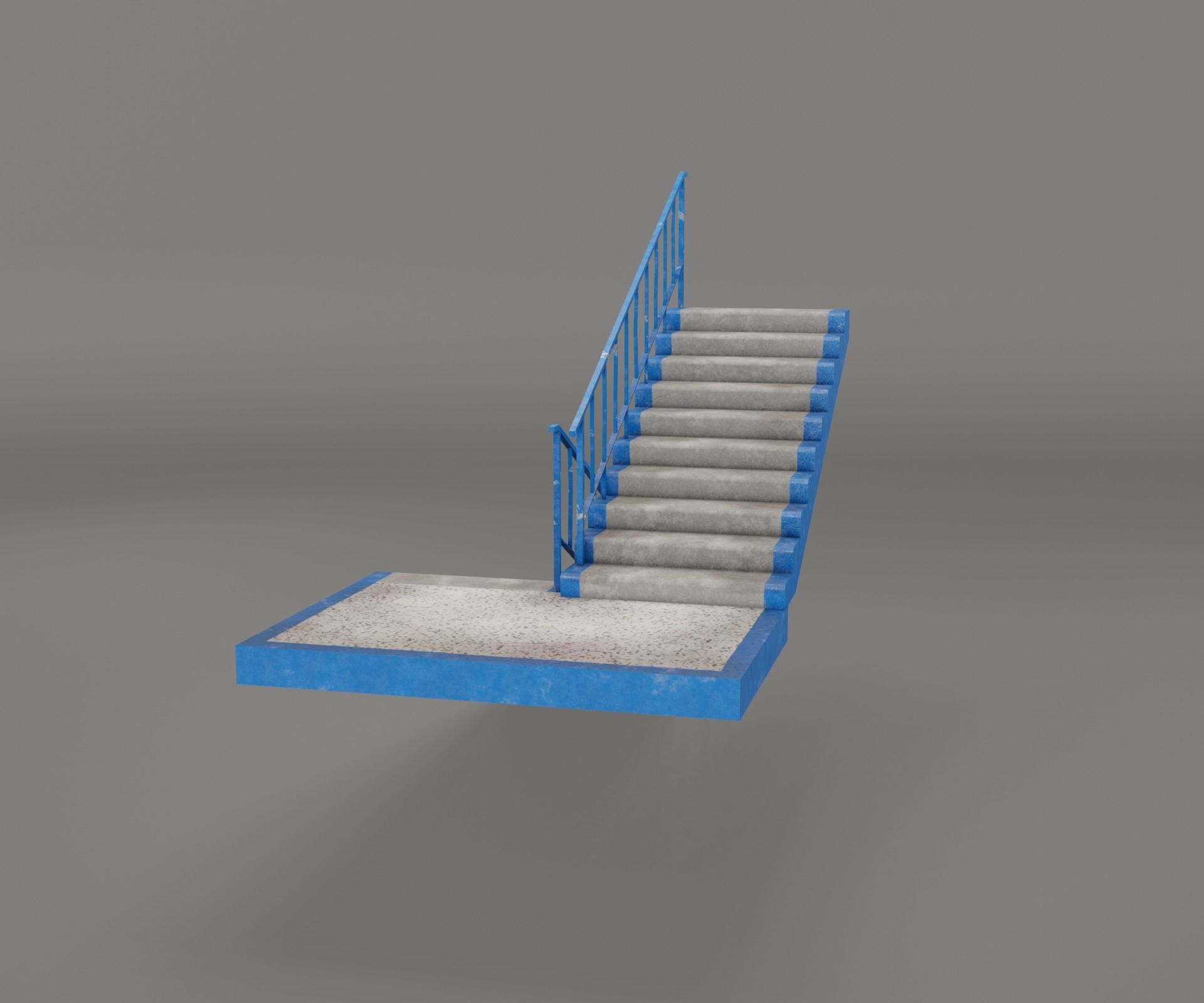 Concrete Stairs  Low-poly 3D model_13