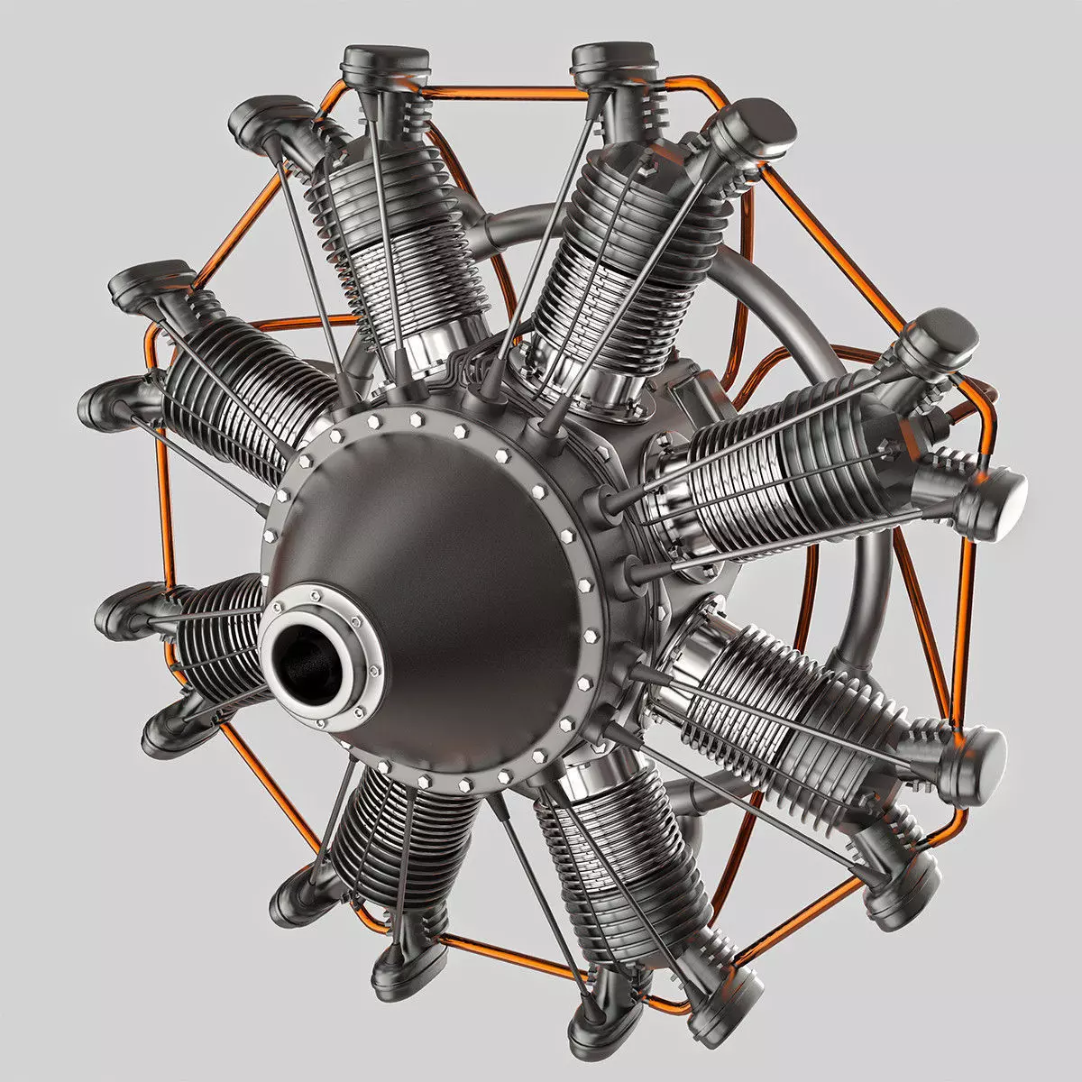 Animated Radial Engine 3D model